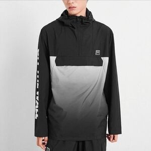 Vans Black & Gray Hooded Windbreaker, Size Large